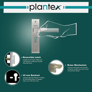 Plantex Heavy Duty Door Lock - Main Door Lock Set with 3 Keys/Mortise Door Lock for Home/Office/Hotel (8107 - Matt) - Pack of 10