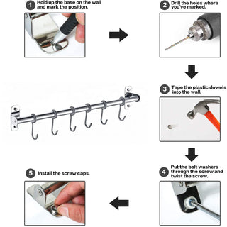 Plantex Anti Rust 304 Grade Stainless Steel Hook Hanger Rail/Towel Rod/Hook Rail for Bathroom and Kitchen (Silver)