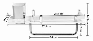 Plantex 5mm Acrylic and ABS Plastic 3 in 1 Multipurpose Bathroom Shelf/Rack/Towel Hanger/Tumbler Holder/Bathroom Accessories (15 x 5 Inches) - Pack of 1