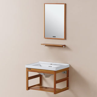 Plantex Aluminum Bathroom Vanity Cabinet Set with Sink/Mirror & Ceramic Basin for Bathroom – (Brown)