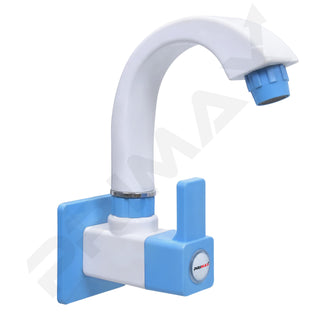 Plantex ABS Plastic ES-115 Single Lever Sink Cock 360 Degree Swivel Spout for Kitchen Faucet/Sink Cock with Plastic Flange (Blue & White)