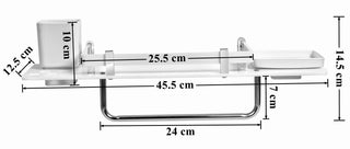 Plantex 5mm Acrylic and ABS Plastic 4 in 1 Multipurpose Bathroom Shelf/Rack/Towel Hanger/Tumbler Holder/Soap Dish/Holder-Bathroom Accessories (18 x 5 Inches) - Pack of 1