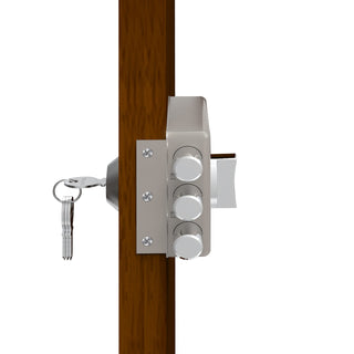 Plantex Heavy Duty Tri Bolt Lock with Key & Knob for Main Door/Suitable for Double and Single Door for Home,Office,Hotel (Matt)