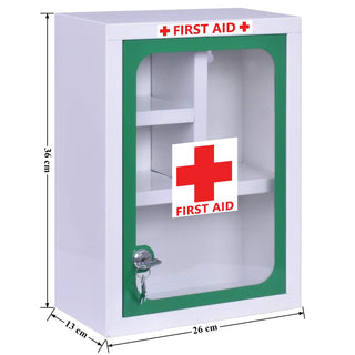 Plantex Big Size Emergency First Aid Kit Box with Multi Compartments for Home/School/Office/Wall (XL, Green and White), Rectangular