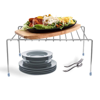 Plantex Shelf Divider for Kitchen Storage Shelves for Kitchen Cabinets/Plate Stand/Utensil Rack (Stainless Steel)