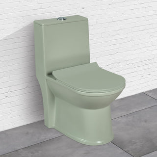 Plantex Ceramic One-Piece Commode with Counter-Top Basin for Bathroom/Western Toilet/Bathroom Wash Basin – Olive Green