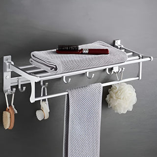 Plantex Space Aluminum & Foldable Towel Rack/Towel Stand/Hanger/Bathroom Accessories (24 Inches) - Silver