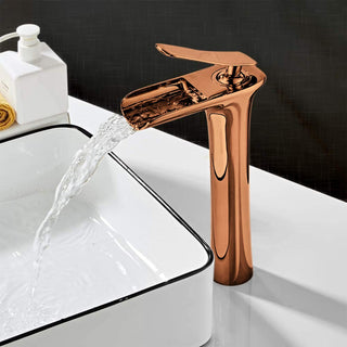 Plantex Designer Pure Brass High Neck Pillar Water Tap for Wash Basin/Single Handle Hot & Cold Basin Mixer (PVD-Choco)