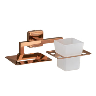 Plantex Decan Rose Gold Bathroom soap Holder and Brush Stand for wash Basin (304 Stainless Steel/Pack of 2)