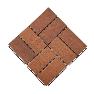 Plantex Tiles for Floor-Interlocking Wooden Tiles/Garden Tile/Quick Flooring Solution for Indoor/Outdoor Deck Tile-Pack of 1 (Merbau Wood)