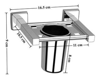 Plantex Square Stainless Steel Tooth Brush Holder/Tumbler Holder/Bathroom Accessories - (Chrome) - Pack of 1