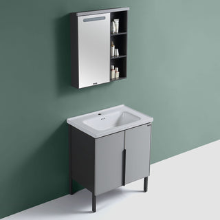 Plantex Aluminium Bathroom Vanity Cabinet & Washbasin Set/Washbasin with Cabinet/Basin Cabinet for Bathroom with LED Light(Grey)