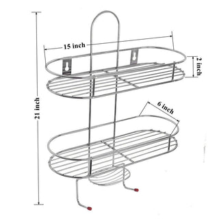 Plantex Stainless Steel 5in1 Multipurpose Bathroom Shelf/Shower Caddy/Bathroom Storage Shelf/Soap Holder/Stand/Bathroom Accessories(Oval-Chrome Silver)