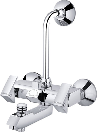 Plantex Pure Brass PRI-319, 3 in 1 Wall Mixer with Telephonic Bend for Arrangement of Overhead and Telephonic Shower for Bathroom with Brass Wall Flange & Teflon Tape (Mirror-Chrome Finish)