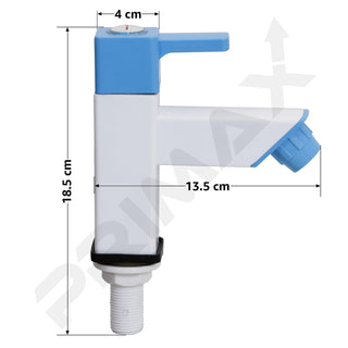 Plantex PTMT ES-113 Single Lever Pillar Tap for Wash basin with Plastic Wall Flange/Bathroom Water Tap (Blue & White)