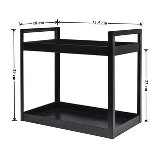 Plantex Deluxe 2 Tier Shelf/Storage Organizer for Bathroom Or Kitchen-Multipurpose (Black, Powder Coated,Gi Metal)