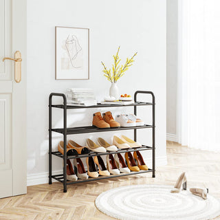 Plantex GI Metal Shoe Rack For Home/Shoe Stand/Slipper Stand/Chappal Stand/Storage Organizer - 4 Big Shelves - Stand (Black)