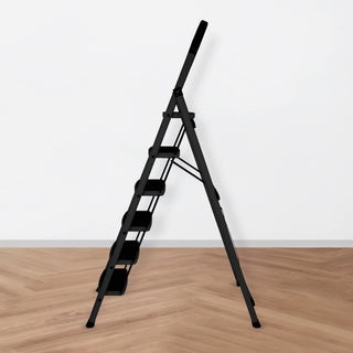 Primax 6-Step Ladder for Home | Wide Anti Skid Step Ladder - Strong Wide Steps Ladder | 5 Year Manufacturer Warranty (Black)