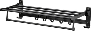 Plantex Space Aluminum Folding Towel Rack/Towel Stand/Hanger/Bathroom Accessories (24 Inches, Black-Matt)