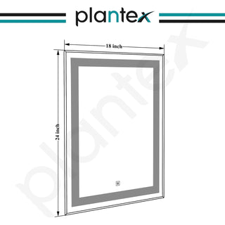 Plantex LED Mirror Glass with Sensor for Bathroom/Single Tone Light(White Light)/Designer Mirror for Living Room/Bedroom/Dressing Room – Rectangle Shape (18x24 inch)