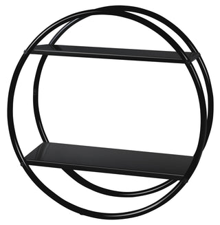 Plantex Gi Metal Multipurpose Shelf for Living Room/Bathroom Rack for Wall/Bathroom Accessories - Wall Mount (Round, Black)