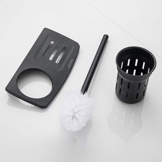 Plantex Wall Mount Aluminum 2in1 Toilet Brush Holder with Bathroom Shelf (Black)