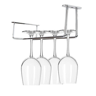 Plantex Stainless Steel Wine Glass Rack/Holder Upside Down Glass Hanging Organizer/Glass Hanging Stand for Pubs/Kitchen/Bars - (Single Line - 15 x 5 Inches)