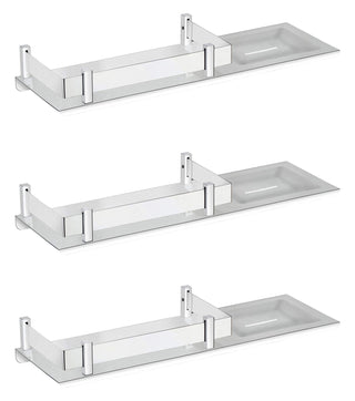 Plantex Stainless Steel 2in1 Multipurpose Bathroom Rack/Shelf with soap Dish/Holder - Multipurpose - Bathroom Accessories (15x5 Inches) – Pack of 3