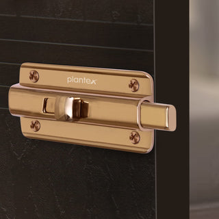 Plantex Premium Heavy Duty Door Stopper/Door Lock Latch for Home and Office Doors - Pack of 6 (Rose Gold)