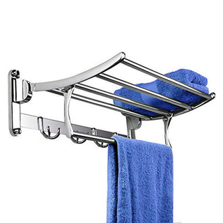 Plantex Stainless Steel Folding Towel Rack for Bathroom/Towel Stand/Hanger/Bathroom Accessories (18 Inch) - Pack of 3