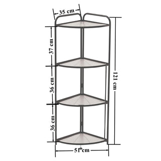 Plantex GI Metal 2-Tier Multipurpose Kitchen Corner Rack/Foldable Storage Shelf/Rack for Kitchen/Corner Stand/Organizer with PVC Pad (Black)