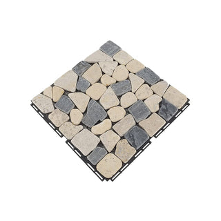 Plantex Tiles for Floor-Interlocking Pabble Stone Tiles/Garden Tile/Quick Flooring Solution for Indoor/Outdoor Deck Tile-Pack of 1 (Mix Stones)