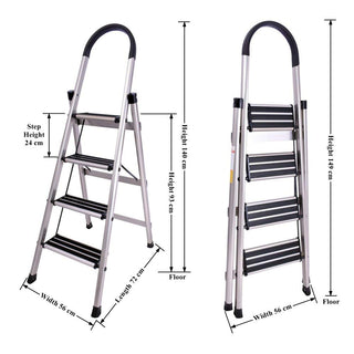 Plantex 4 Step Ladder -Foldable Aluminium Ladder-Wide Anti Skid Steps Capacity Upto 150 Kg (Anodize Coated-Gold)