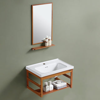 Plantex Aluminum Bathroom Vanity Cabinet Set with Sink/Mirror & Ceramic Basin for Bathroom – (Brown)