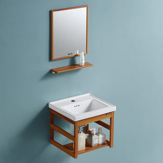 Plantex Aluminium Aluminum Bathroom Vanity Set With Basin/Mirror With Ceramic Wash Basin For Bathroom - (Brown), ?47.5 Centimeters