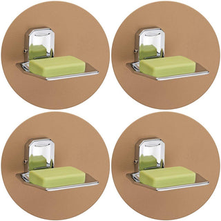 Plantex 304 Grade Stainless Steel Soap Dish/Soap Stand/Bathroom Soap Holder/Soap Case Bathroom Accessories Pack of 4, Cute (Chrome)