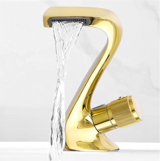 Plantex Designer Pure Brass Single Knob High Neck Hot & Cold Wash Basin Mixer/Kitchen Sink Tap (Gold)