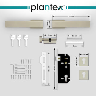 Plantex Heavy Duty Door Lock - Main Door Lock Set with 3 Keys/Mortise Door Lock for Home/Office/Hotel (7084-Satin White)