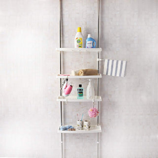 Plantex Height Adjustable Plastic Multipurpose Four Tier Storage Shelf/Corner Shelf/Storage Rack for Kitchen (105-275 cm