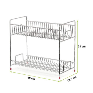 Plantex Stainless Steel 2-Tier Kitchen Rack/Spice Rack/Kitchen/Multipurpose Storage Organizer(Finish-Chrome)