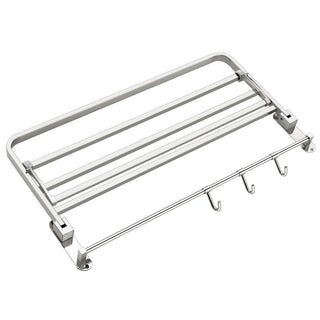 Plantex Stainless Steel Folding Towel Holder for Bathroom/Towel Rack with Hooks/Towel Hanger/Bathroom Accessories (24-inch) Chrome Finish