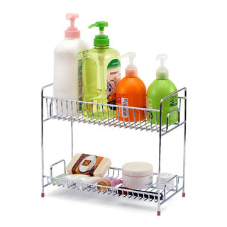 Plantex Stainless Steel 2-Tier Kitchen Rack/Spice Rack/Kitchen/Multipurpose Storage Organizer(Finish-Chrome)