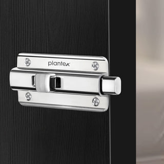 Plantex Premium Heavy Duty Door Stopper/Door Lock Latch for Home and Office Doors - Pack of 2 (Chrome)