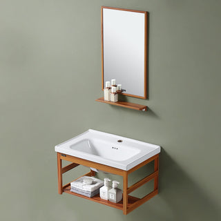 Plantex Aluminum Bathroom Vanity Cabinet Set with Sink/Mirror & Ceramic Basin for Bathroom – (Brown)