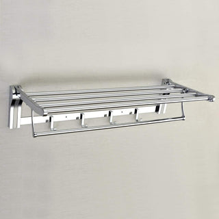 Plantex Stainless Steel Folding Towel Rack for Bathroom/Towel Stand/Hanger/Bathroom Accessories (24 Inch-Dual Tone Silver)