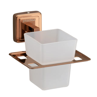 Plantex Stainless Steel 304 Grade Decan Tumbler Holder/Tooth Brush Holder/Bathroom Accessories Pack of 4 (646 - PVD Rose Gold)