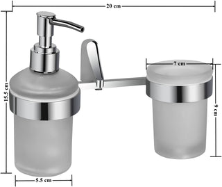 Plantex Smooth Brass 2in1 Glass Tumbler Holder with Handwash Dispenser - Multiuse (UN-1739)