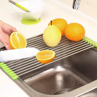 Plantex Stainless Steel Role up Kitchen Sink Fruit and Vegetable Drying Drain Rack / Folding Sink Drying Rack