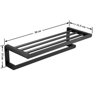 Plantex Space Aluminium Towel Rack with Fix Towel Rod/Towel Bar/Towel Hanger/Towel Stand for Bathroom/Kitchen/Bathroom Accessories (965, Gray)