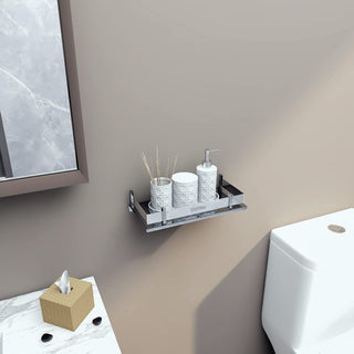 Plantex Stainless Steel Nickel, Chrome Bathroom Shelf Accessories (Silver, 12 X 5 Inches)